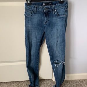 KUT ripped jeans with bee detailing